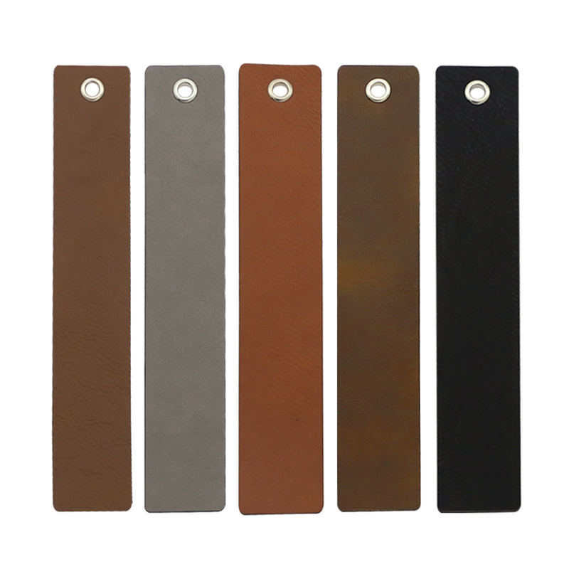 Laserbart läderbokmärke i lång form