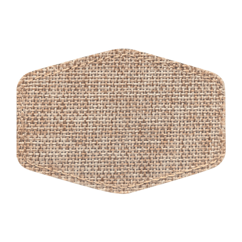 3 1/2' x 2 1/2' Burlap hex sublimerbar lapp med lim
