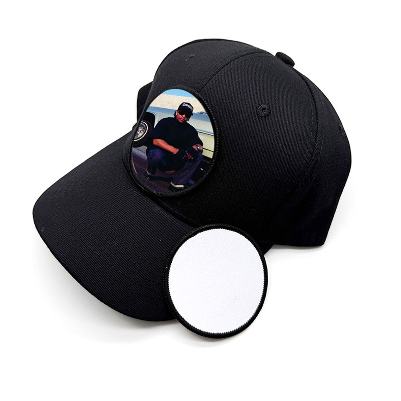 3' Round Sublimation Tyg Merrow Patch med lim 3' Round Sublimation Tyg Merrow Patch med lim
