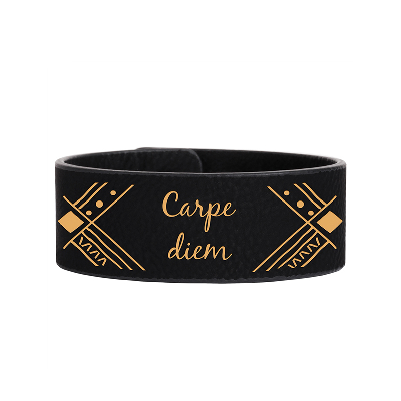 9 1/2' x 2' Laserbart lädermanschettarmband 9 1/2' x 2' Laserbart lädermanschettarmband