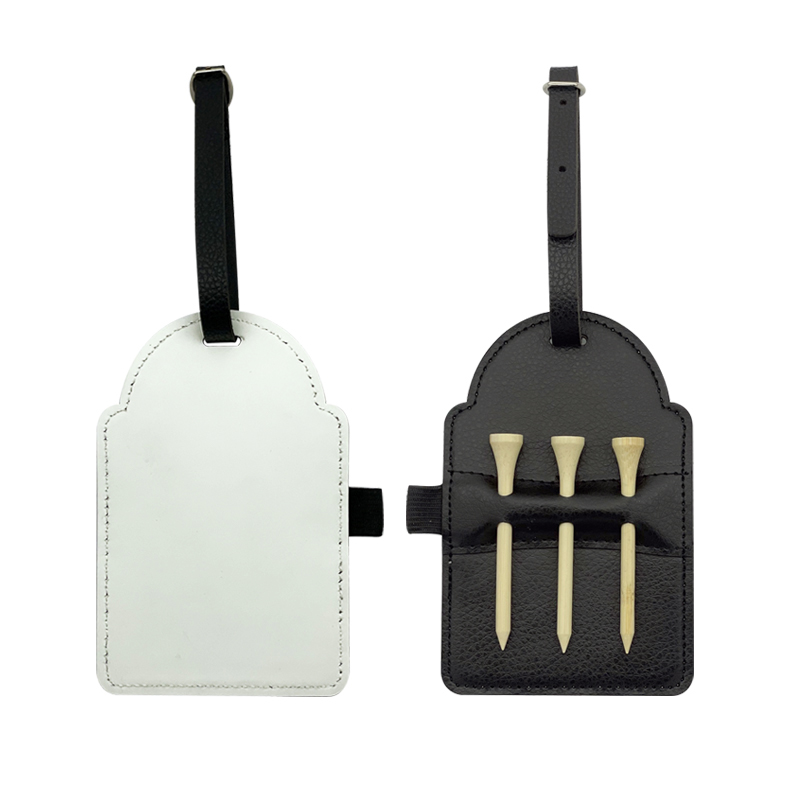Sublimation Leatherette Golf Bag Tag with 3 Wooden Tees