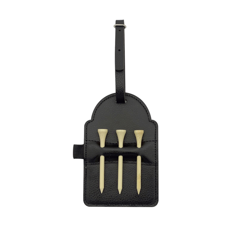 Sublimation Leatherette Golf Bag Tag with 3 Wooden Tees