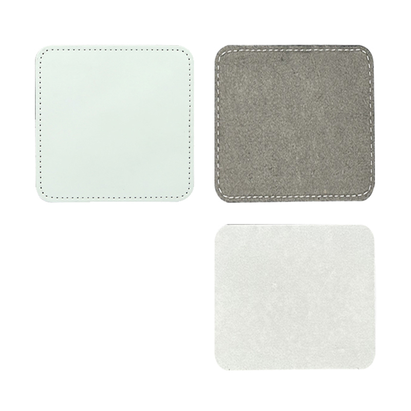2 1/2' x 2 1/2' fyrkantiga sublimationsläderlappar med lim