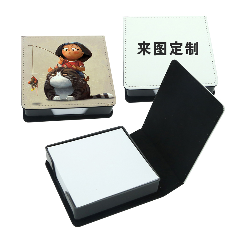 Sublimation Leatherette Sticky Notes Box - Fyrkantig