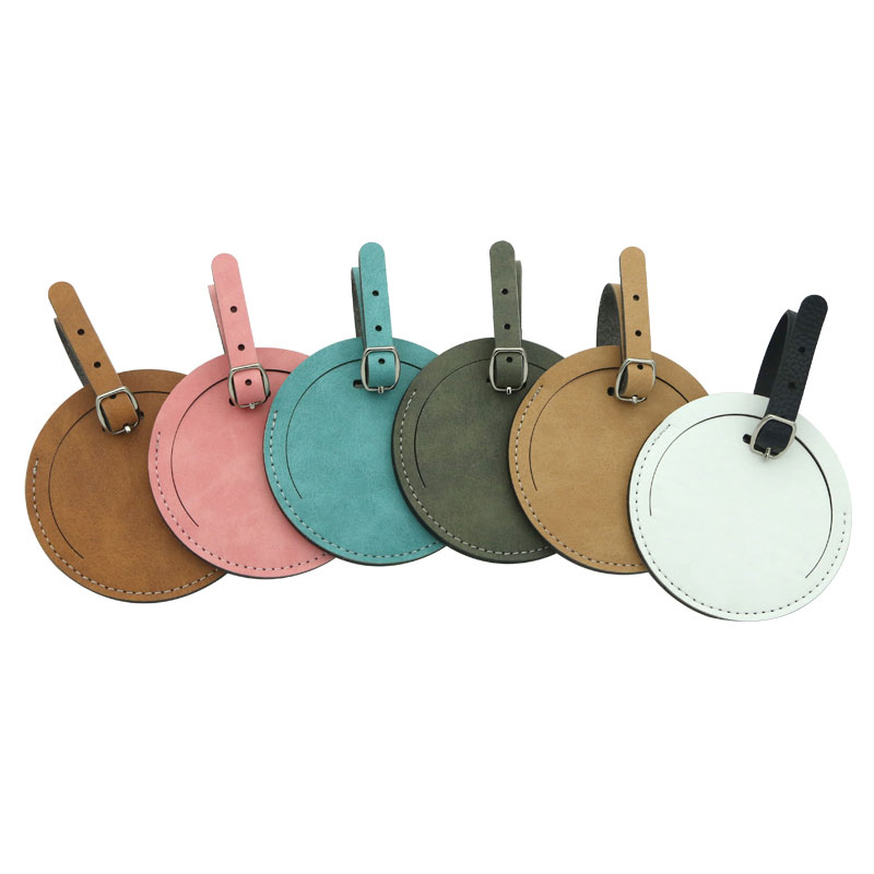 Sublimation Colorful Dubbelsida PU Läder Bagage Tag - Rund