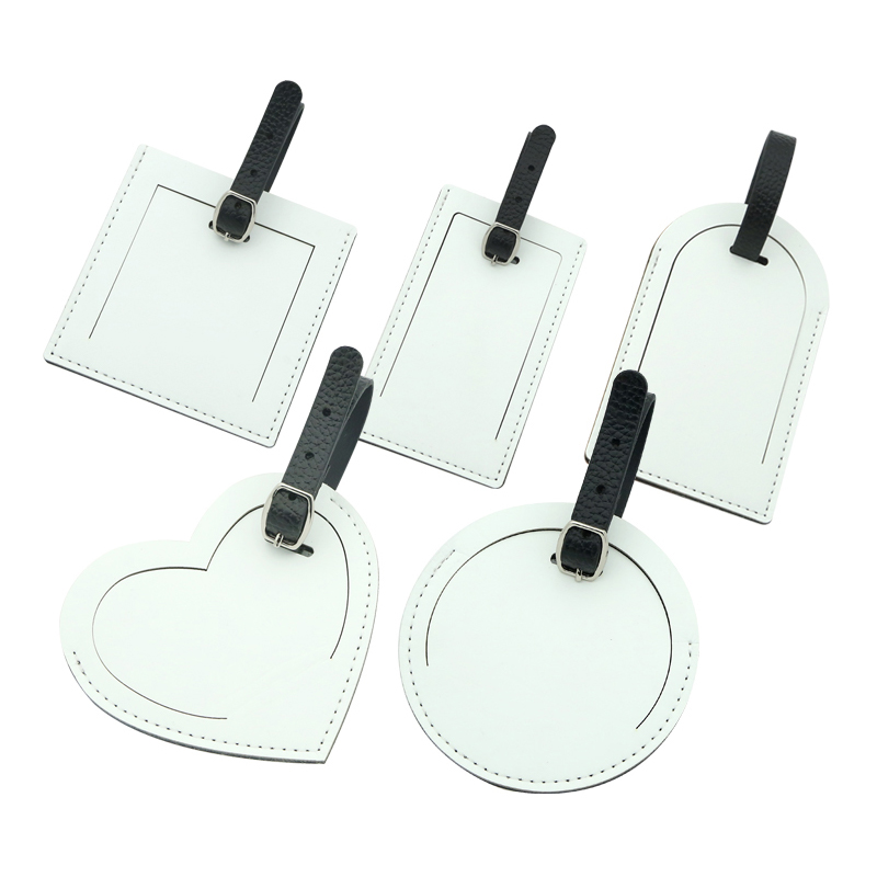 Sublimering PU Läder Bagage Tag-dubbel sida Utskrivbar