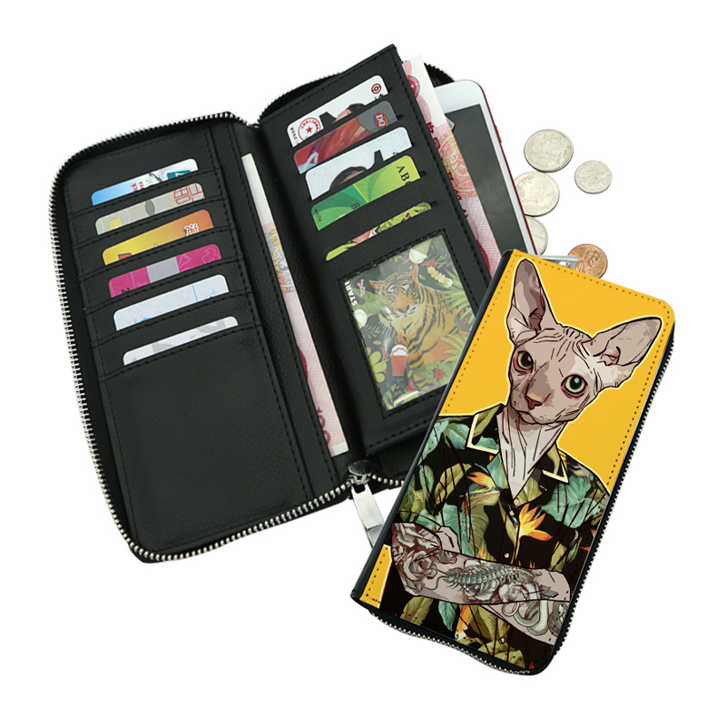 Sublimation konstläder plånböcker med dragkedja - stora